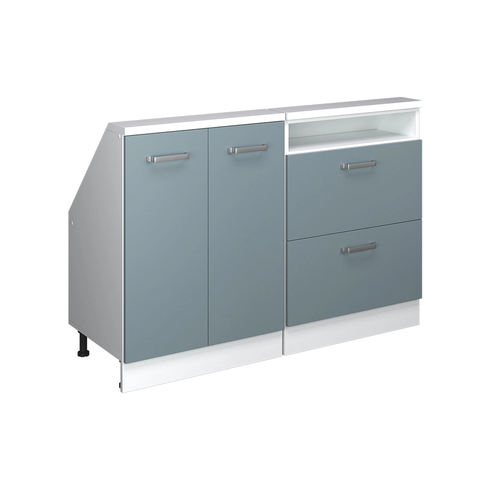 Mobile cucina sottotetto R-Line Grigio-blu/Bianco 120 cm Set di 2 Vicco