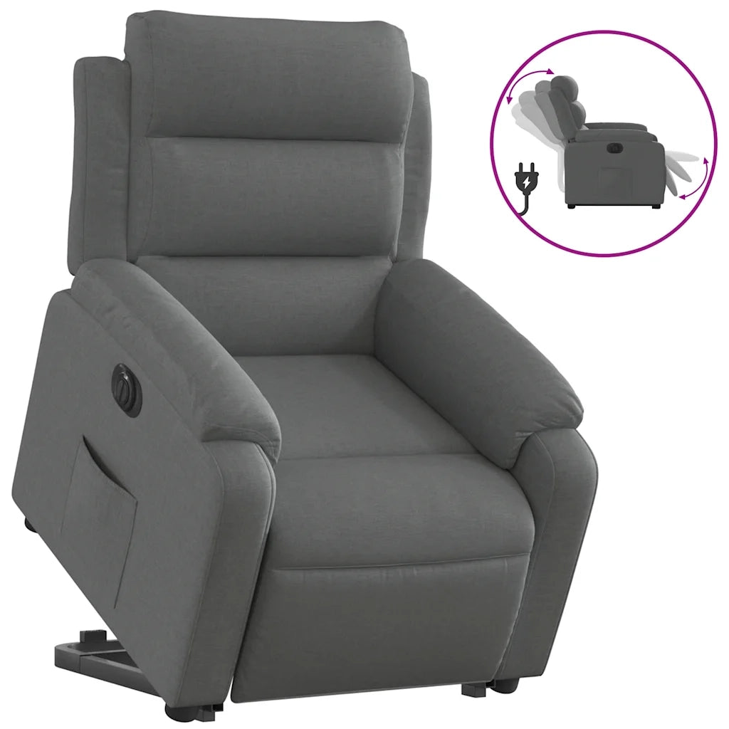 Poltrona Alzapersona Reclinabile Elettrica Grigio Scuro Tessuto 3205005