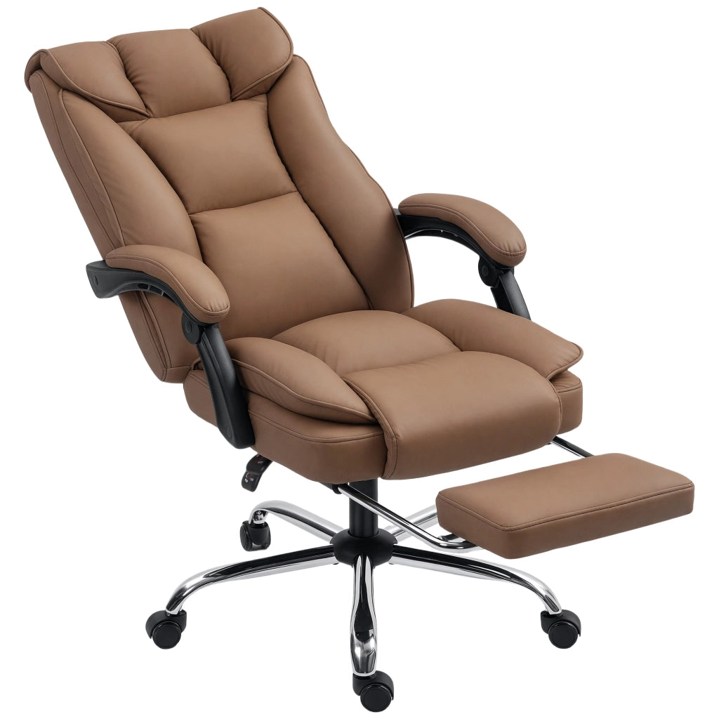 Sedia da Ufficio con Schienale Reclinabile e Poggiapiedi ¨C Minimal ¨C Imbottita in Similpelle Marrone
