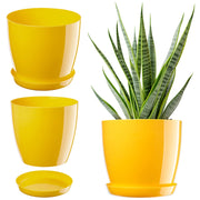Vaso da fiori KADAX con sottovaso e coperchio in plastica, 20 cm, giallo. Vaso da fiori Kadax