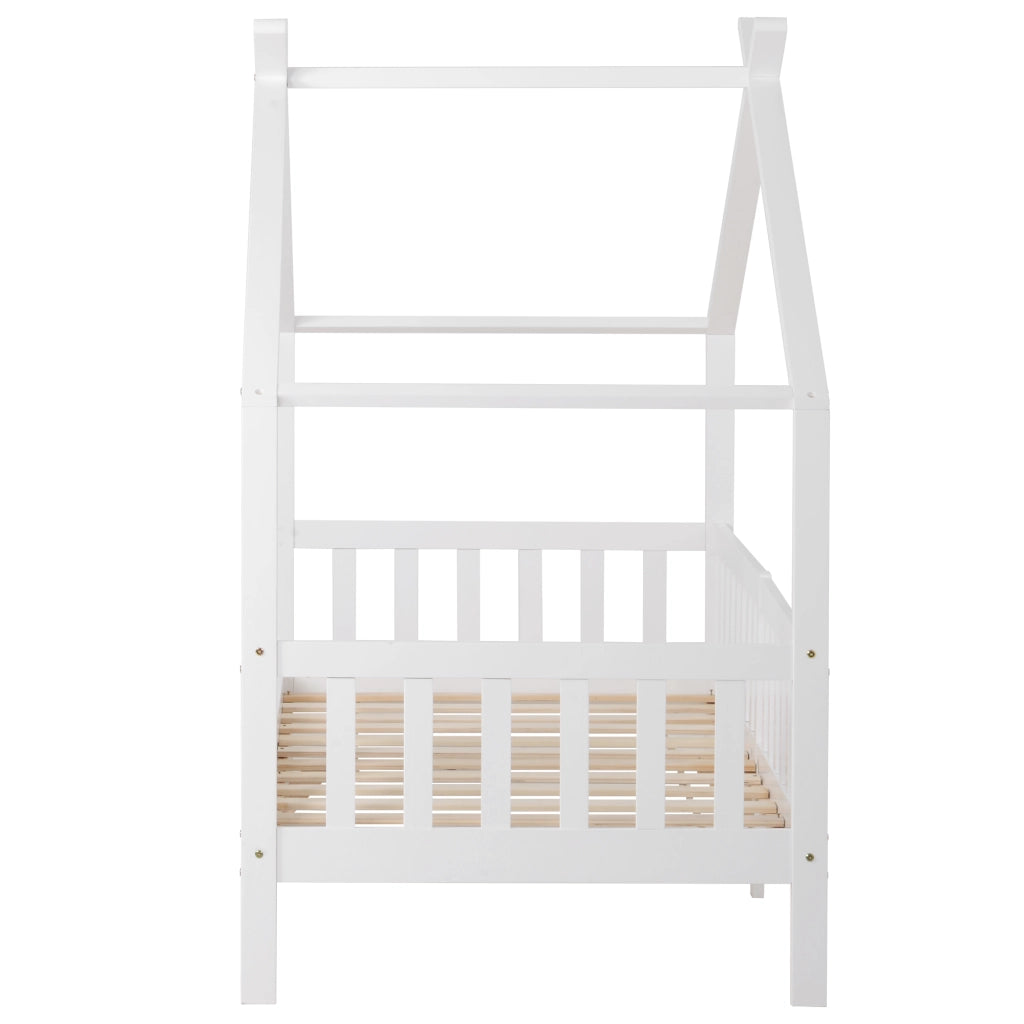 Bellissimo letto a casetta, letto per bambini in legno massello con sponde e rete a doghe, per camerette di bambini e ragazzi con protezione anticadut