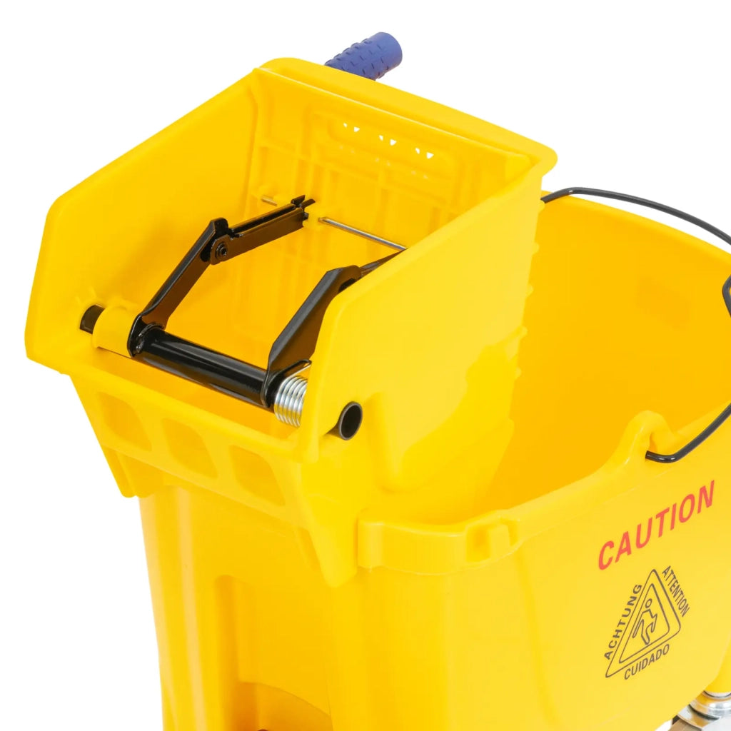 Secchio strizzatore professionale in plastica gialla da 32 litri con ruote 14_0009916