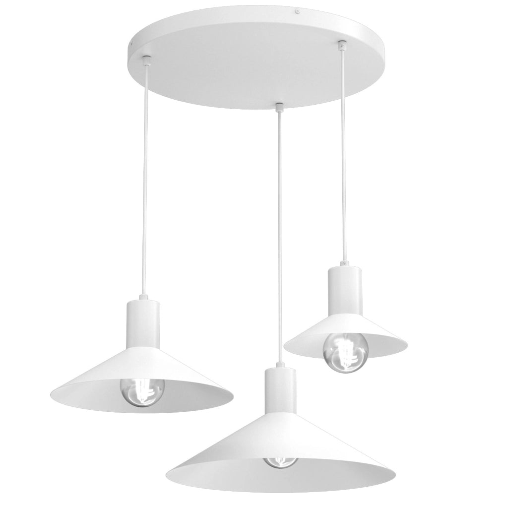 Lampada a sospensione bianca 3xE27 acciaio Nox Luminex