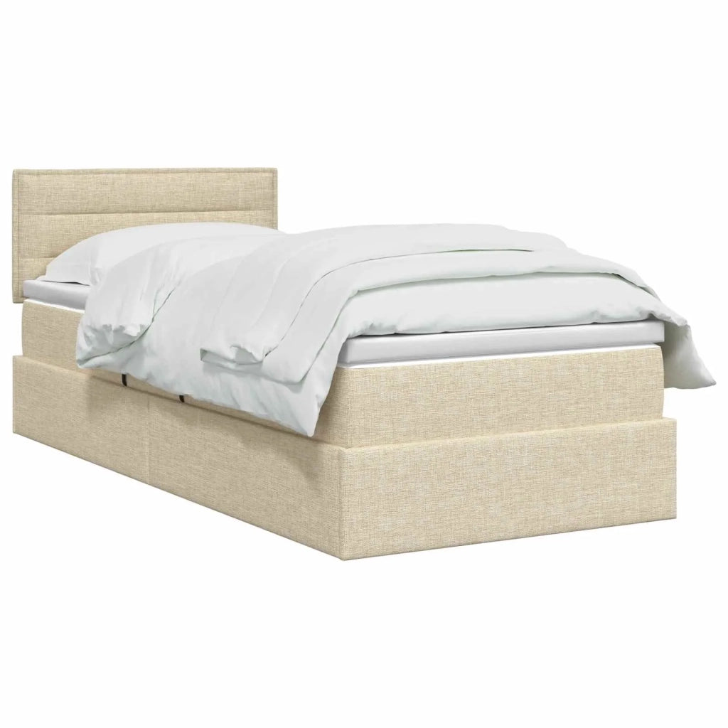 Letto con contenitore e materasso Crema 100 x 200 cm Velluto 3458542