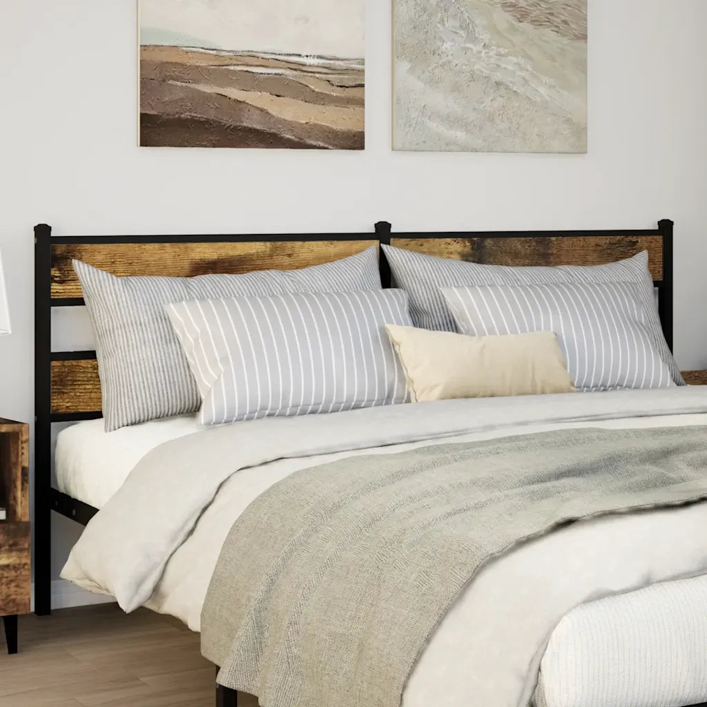 vidaXL Testiera Rovere Fumo 180 cm in Ferro e Legno Multistrato