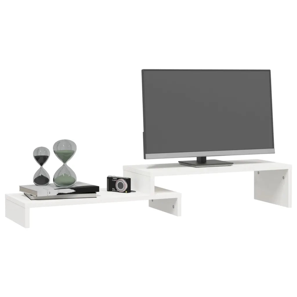 Supporto Monitor Bianco (52-101)x22x14 cm Legno Massello Pino 814015