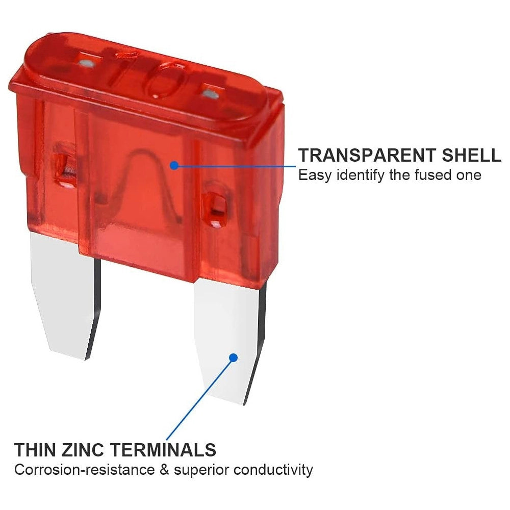 Trade Shop - Fusibili Assortiti 100 Pz Lamellari Per Auto E Moto Barca Kit Mini Fusibbili -