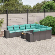 Set Divani da Giardino 11 pz con Cuscini Nero in Polyrattan 3225623