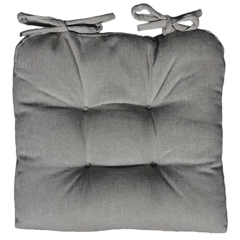 SET 2 CUSCINI DA SEDUTA COLORE GRIGIO 38X38X8 CM IMBOTTITURA MORBIDA PROVVISTI DI LACCI LAVABILI A 30°