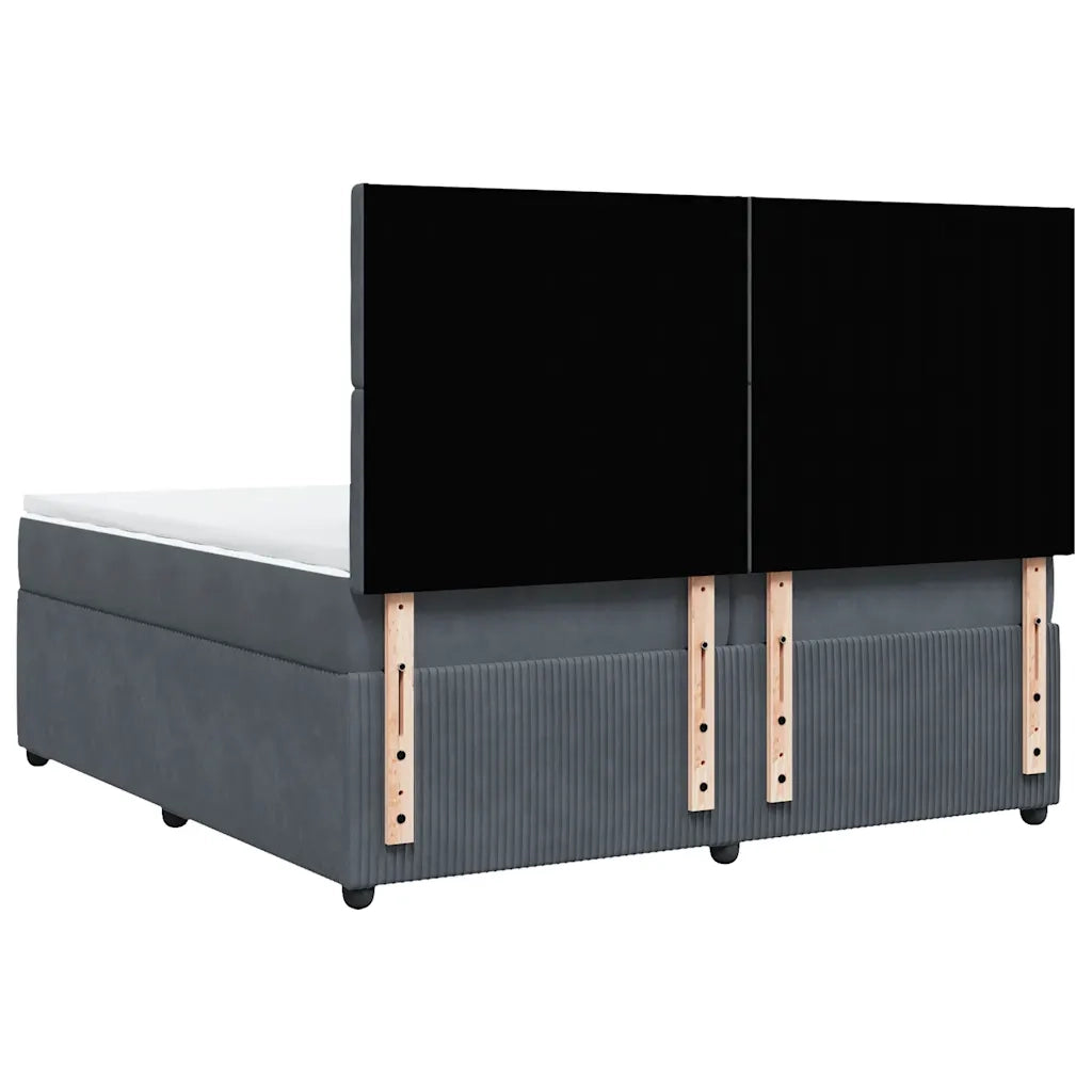 Giroletto a Molle con Materasso Grigio Scuro 200x200 cm Velluto