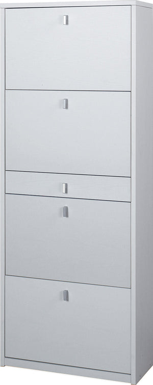 Scarpiera 4 Ante 1 Cassetto 63x164x29 cm Bianco Fiammato