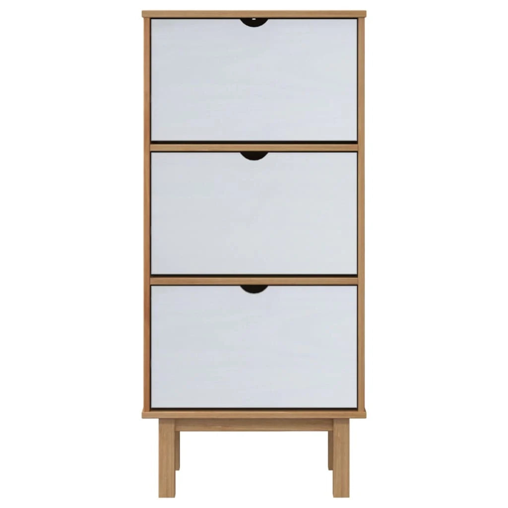 Scarpiera mobile contenitore per scarpe mobile ingresso/corridoio/soggiorno con 3 cassetti legno di pino bianco 02_0022035