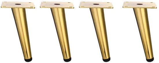 Set di 4 gambe metalliche per poltrona, divano, tavolo salotto, armadio bagno e comodino - dorato, 15 cm