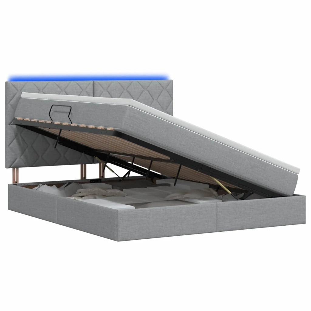 Letto con contenitore LED e materasso Grigio Chiaro 3460005