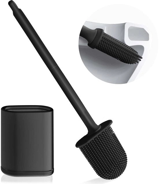 Set di spazzole per il water, spazzola per il water e set di supporto, setole di spazzola in TPR flessibili, spazzola per il water con base anti-drupo in silicone, spazzola per il water da parete e pavimento