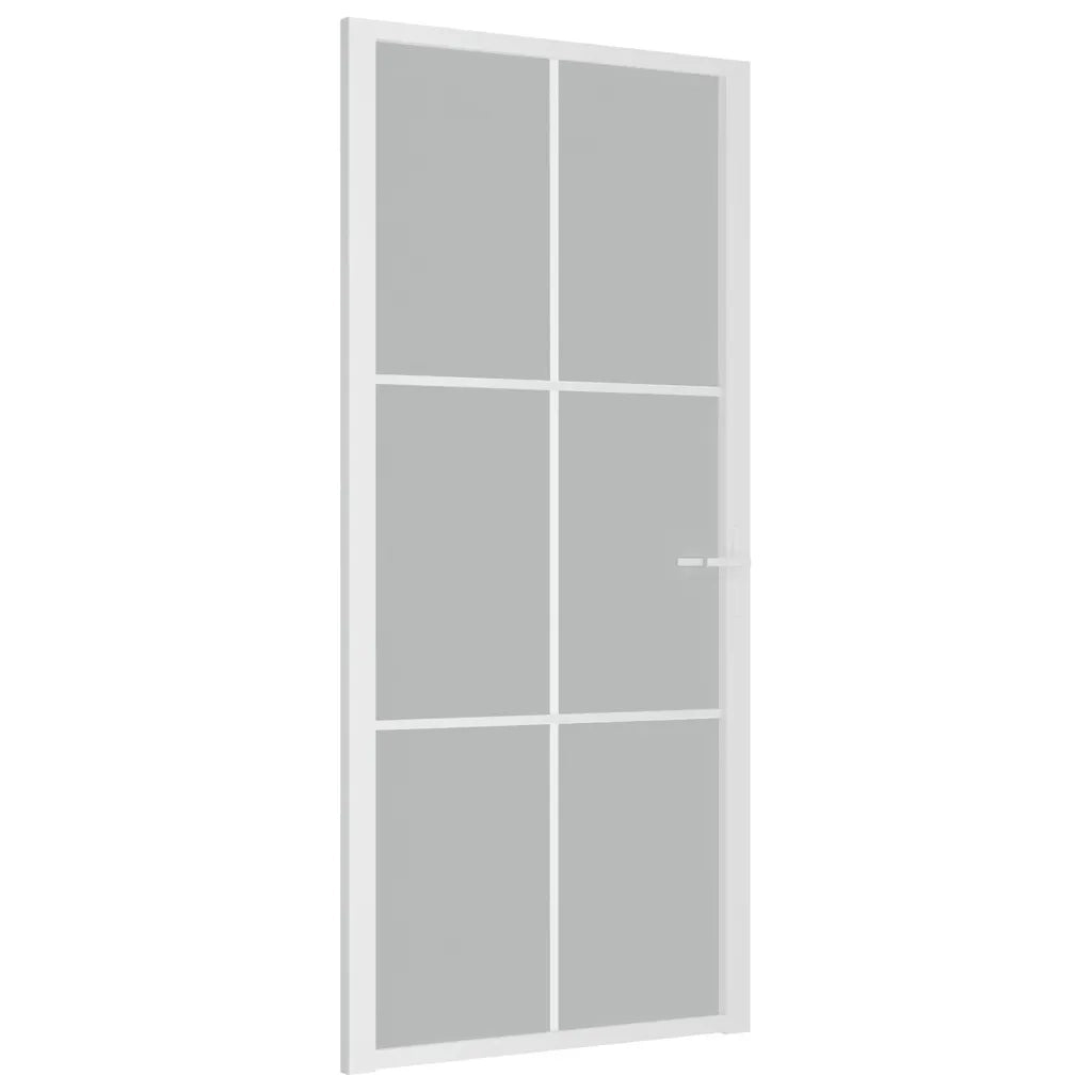 Porta Interna 93x201,5 cm Bianco Opaco Vetro e Alluminio cod mxl 58333