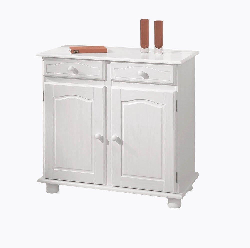 MOBILE CREDENZA BUFFET LOVI 2 ANTE + 2 CASSETTI 88x43x87H PINO MASSELLO BIANCO