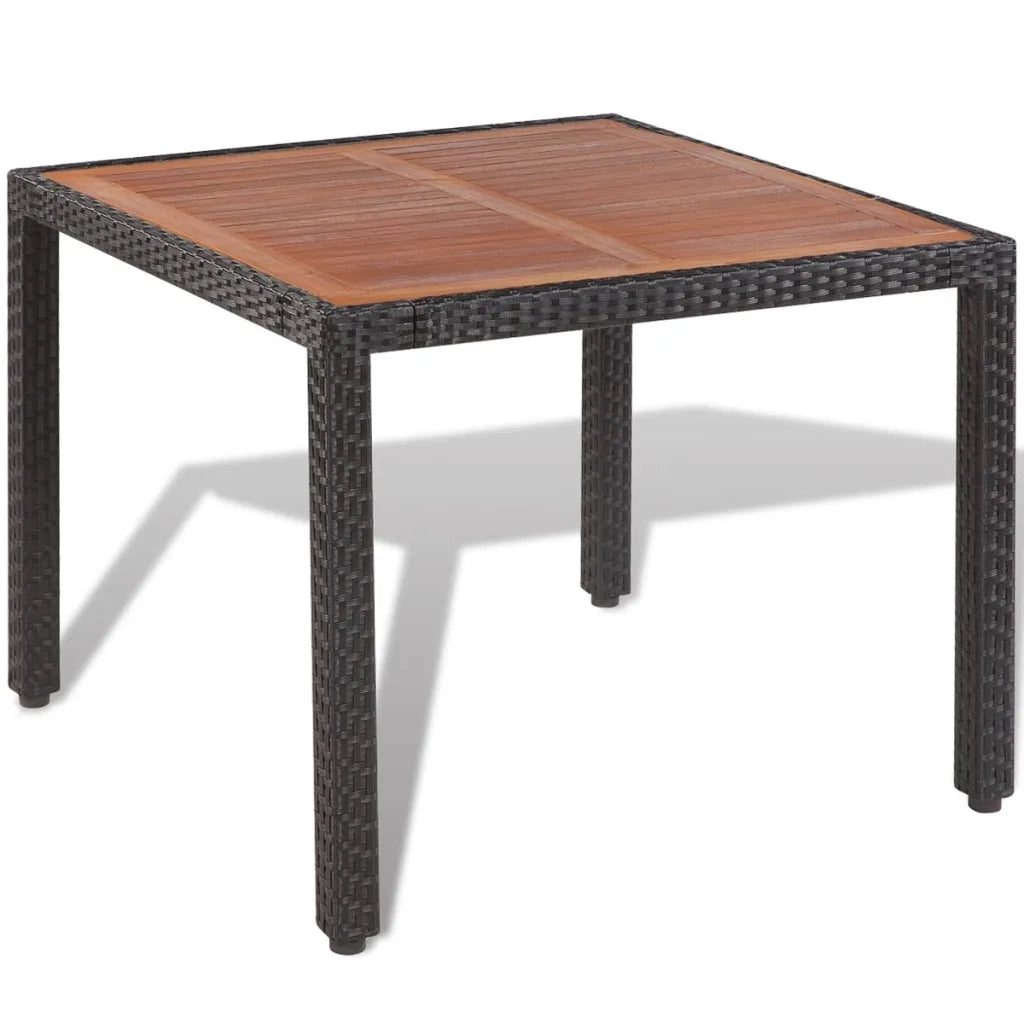 Set da Pranzo da Giardino 5 pz con Cuscini in Polyrattan Nero  cod mxl 44252