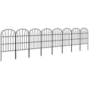 Recinzione Decorativa da Giardino con 8 Pannelli, Bordi in Metallo con Ornamenti, 264 x 61 cm, Nero