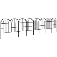 Recinzione Decorativa da Giardino con 8 Pannelli, Bordi in Metallo con Ornamenti, 264 x 61 cm, Nero