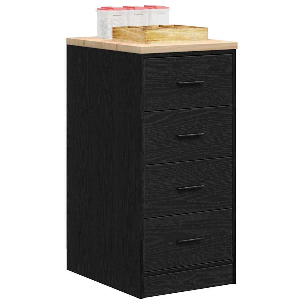 Armadietto da Garage Nero 40x51x85 cm in Legno Massello di Pino 860590