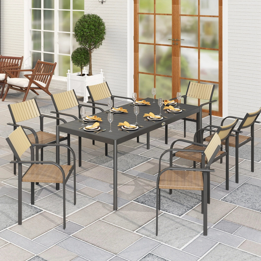 Tavolo da pranzo per giardino ¨C Zephmum ¨C Grigio, metallo, 186x90x74 cm