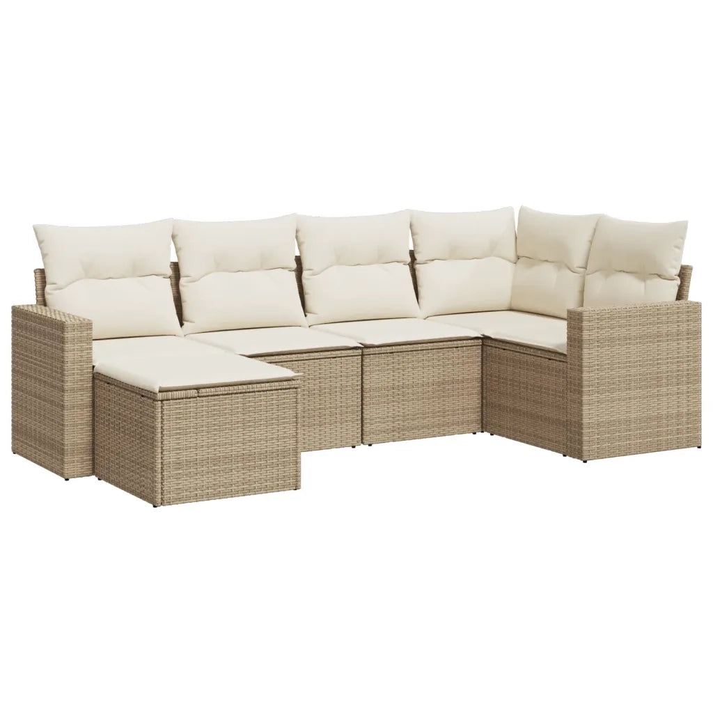 Set Divano da Giardino 6 pz con Cuscini Beige in Polyrattan 3219248
