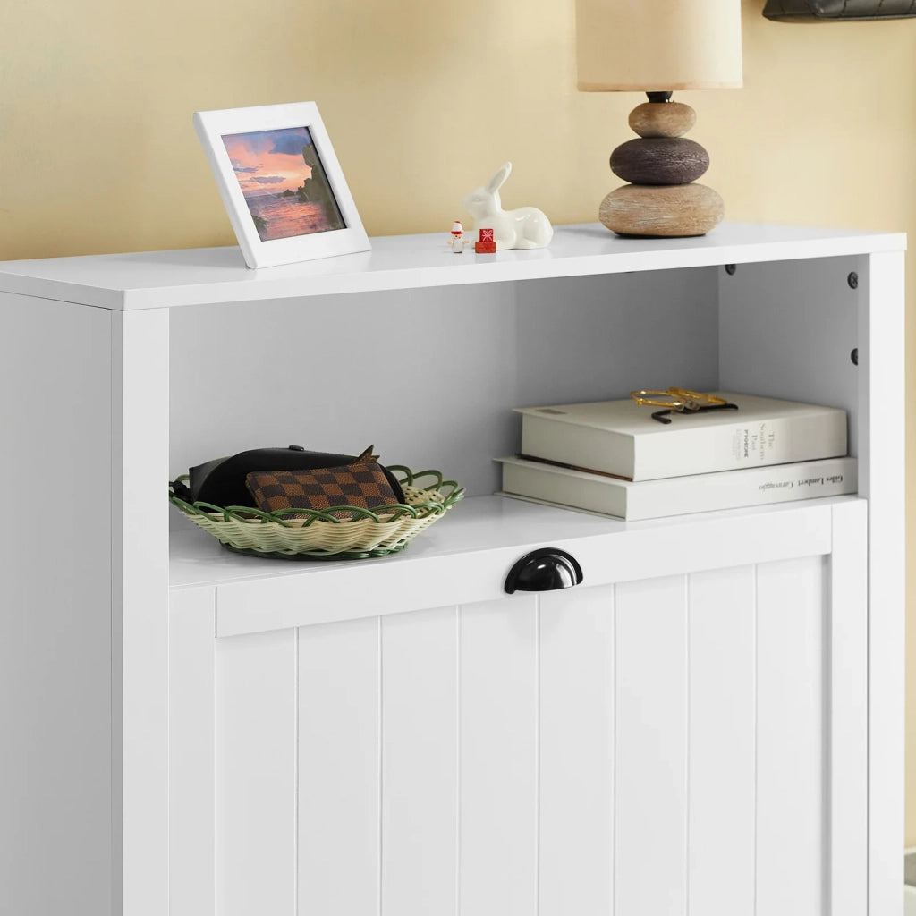 Scarpiera con 2 ante e 4 ripiani con scomparto aggiuntivo per scarpe L80*P24*A110 cm Bianco FSR87-W SoBuy