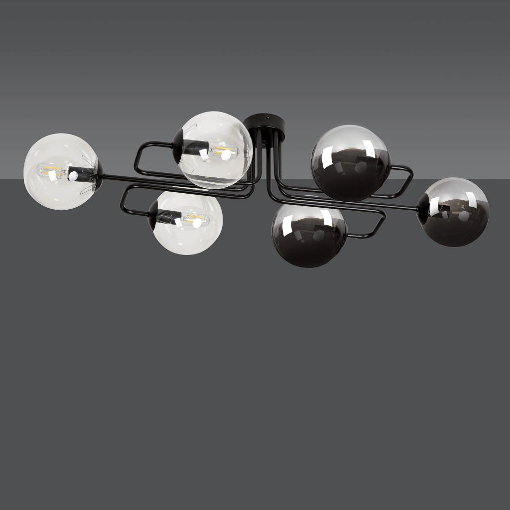 Lampadario Emibig Brendi 6xE14 nero vetro multicolor