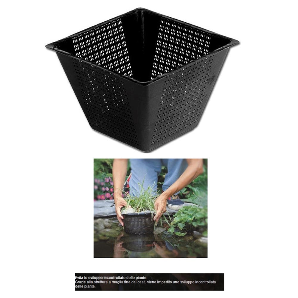 Multipack da 5 cestelli per piante acquatiche quadrati dimensioni 23 cm cadauno laghetto magic