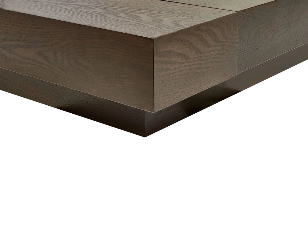 Letto in stile giapponese in frassino scuro 160 x 200 cm testata in MDF impiallacciata in legno testata in ecopelle camera da letto a basso profilo
