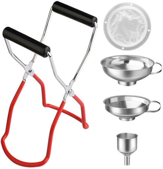 Set di raccolta cibo in acciaio inossidabile - Set multifunzionale di raccolta cibo - Lifter per contenitori di conservazione - Filtro - Duraturo - Facile da pulire - Set di raccolta cibo
