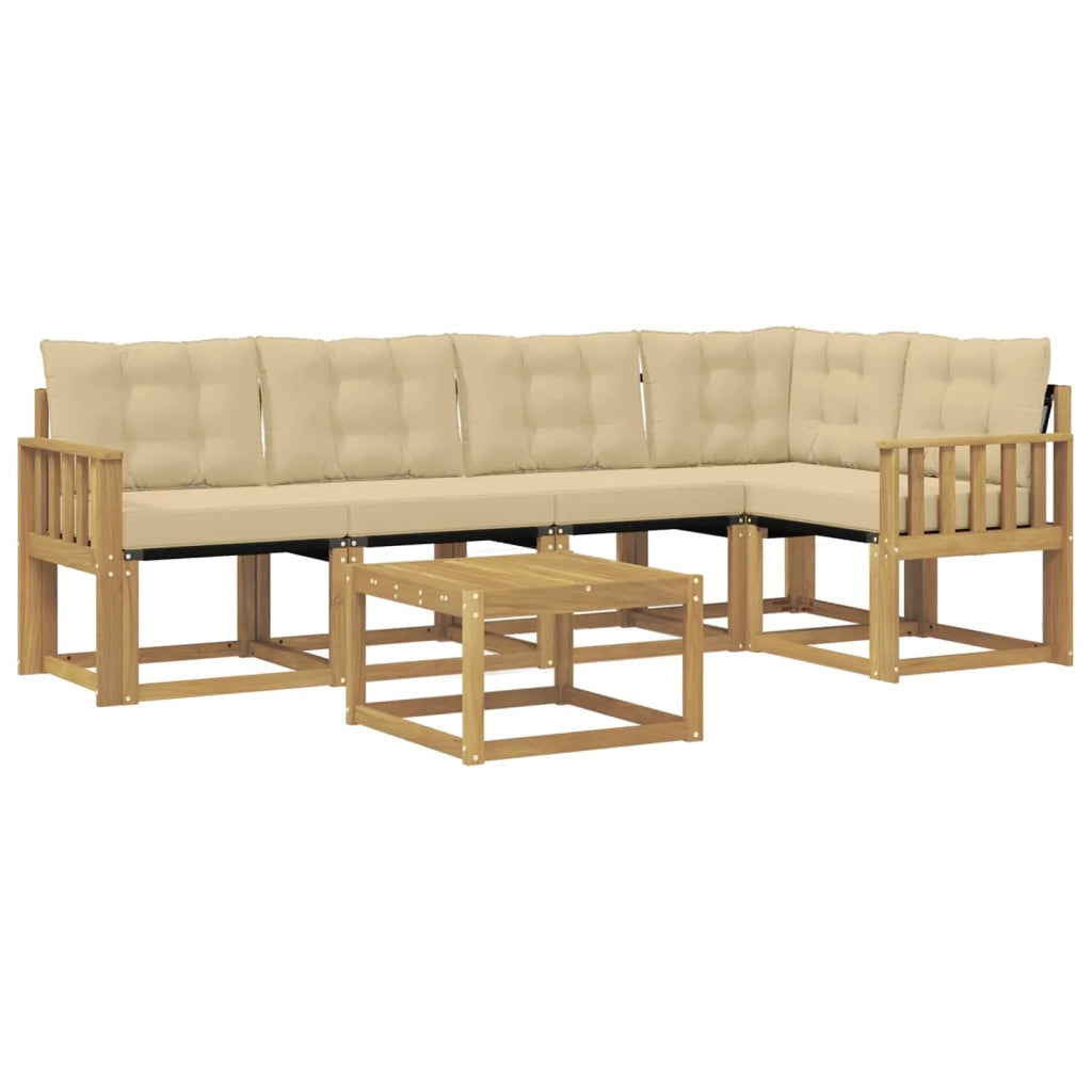 Set di divani da esterno con cuscino 6 pcs Bianco e Beige 3389499