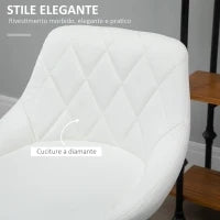 Set 2 Sgabelli da Bar, Altezza Regolabile con Base in Metallo e Seduta in Pelle PU, Sgabelli Moderni con Schienale e Poggiapiedi, 46x48x83-104cm, Bianco