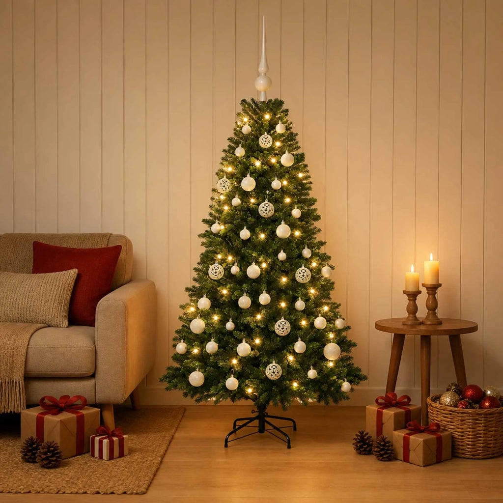 Albero di Natale Artificiale con Palline 150 cm 150 LED 3466076