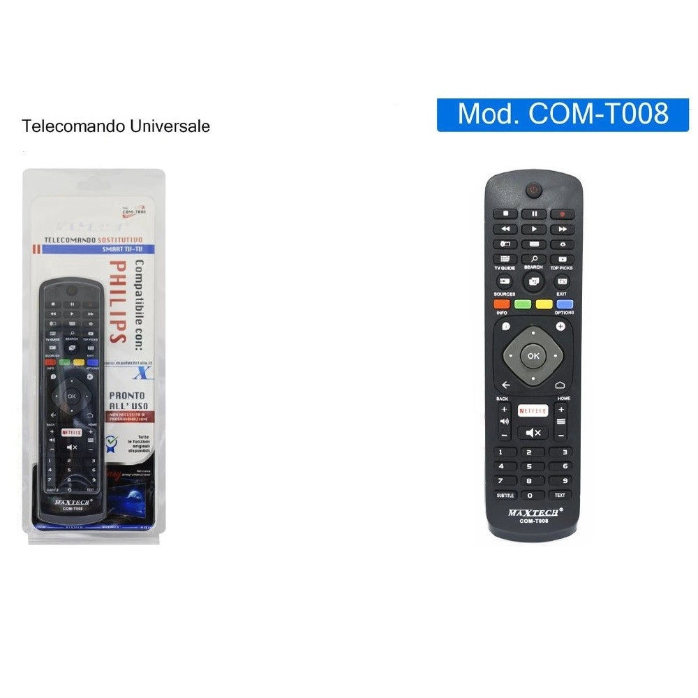 Trade Shop - Telecomando Compatibile Con Philips Tv Smart Led Lcd Plasma Serie Tv Com-t008 -