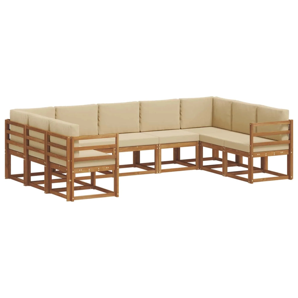 Set di divani da esterno con cuscino 9 pcs Naturale e Beige 3366971