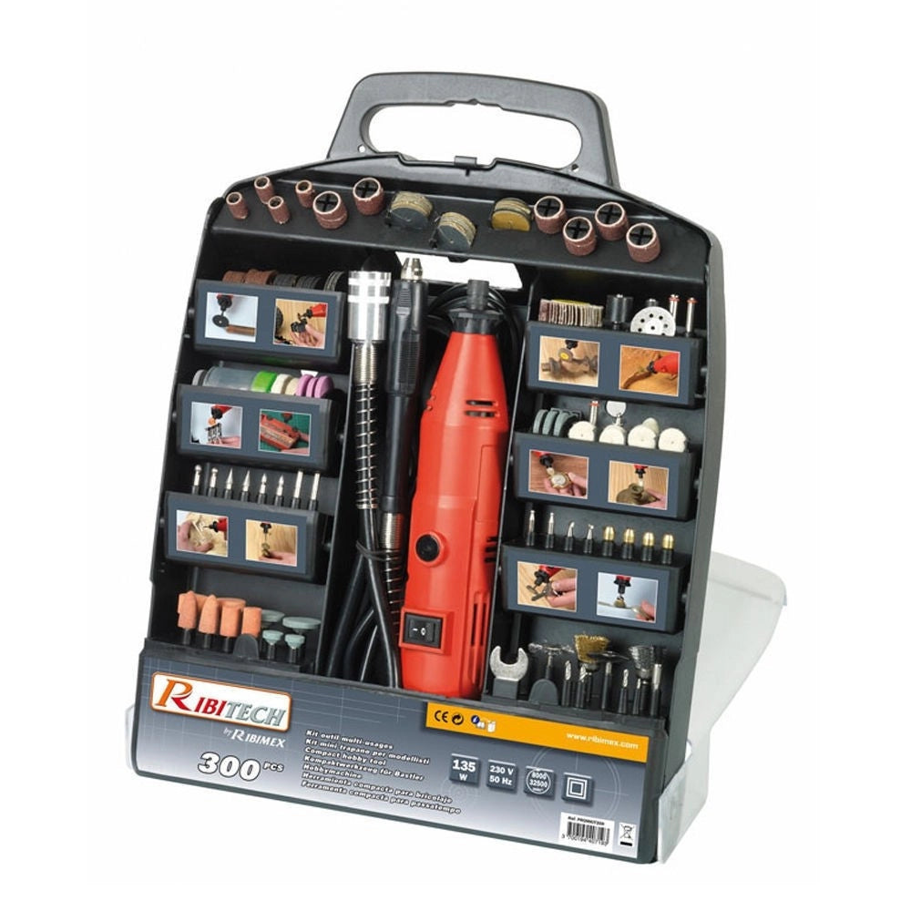 Trade Shop - Kit Mini Trapano 135w In Valigetta 300 Accessori Modellismo Fa Ida Te Promkit300 -