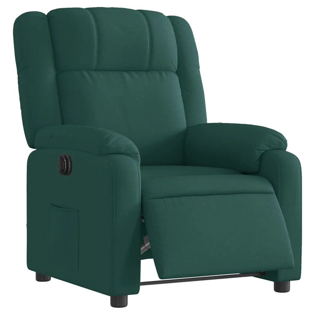 Poltrona | Sedia Relax Elettrica Reclinabile Verde Scuro in Tessuto