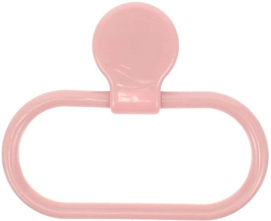 Sostegno asciugamano autoadesivo - anello asciugamano - bagno/cucina - rosa - ABS - 15 x 12,5 cm