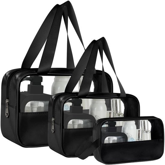 Tas da bagno trasparente per donne e uomini, organizzatore da bagno impermeabile, contenitore da trucco con chiusura a righello e grande capacità