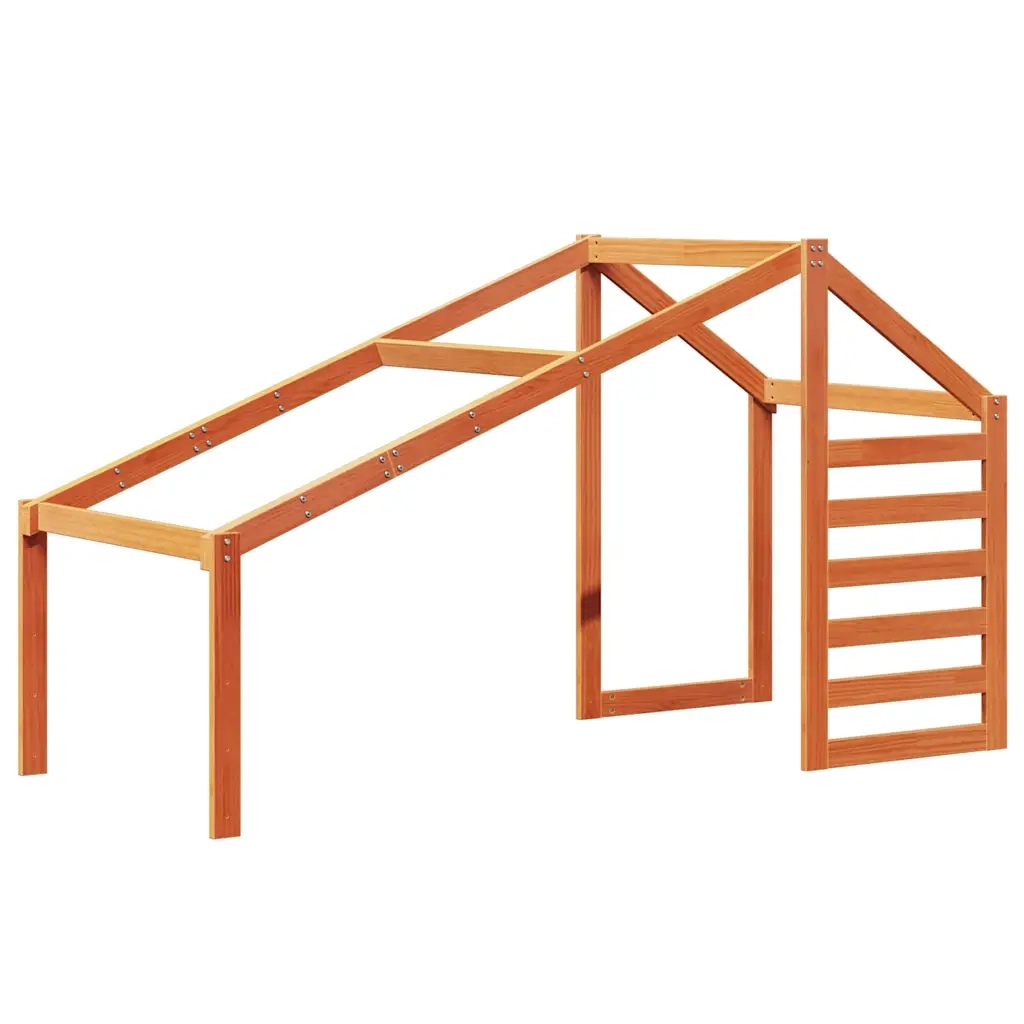 Letto a Castello con Tetto Cera 80x200 cm Legno Massello Pino