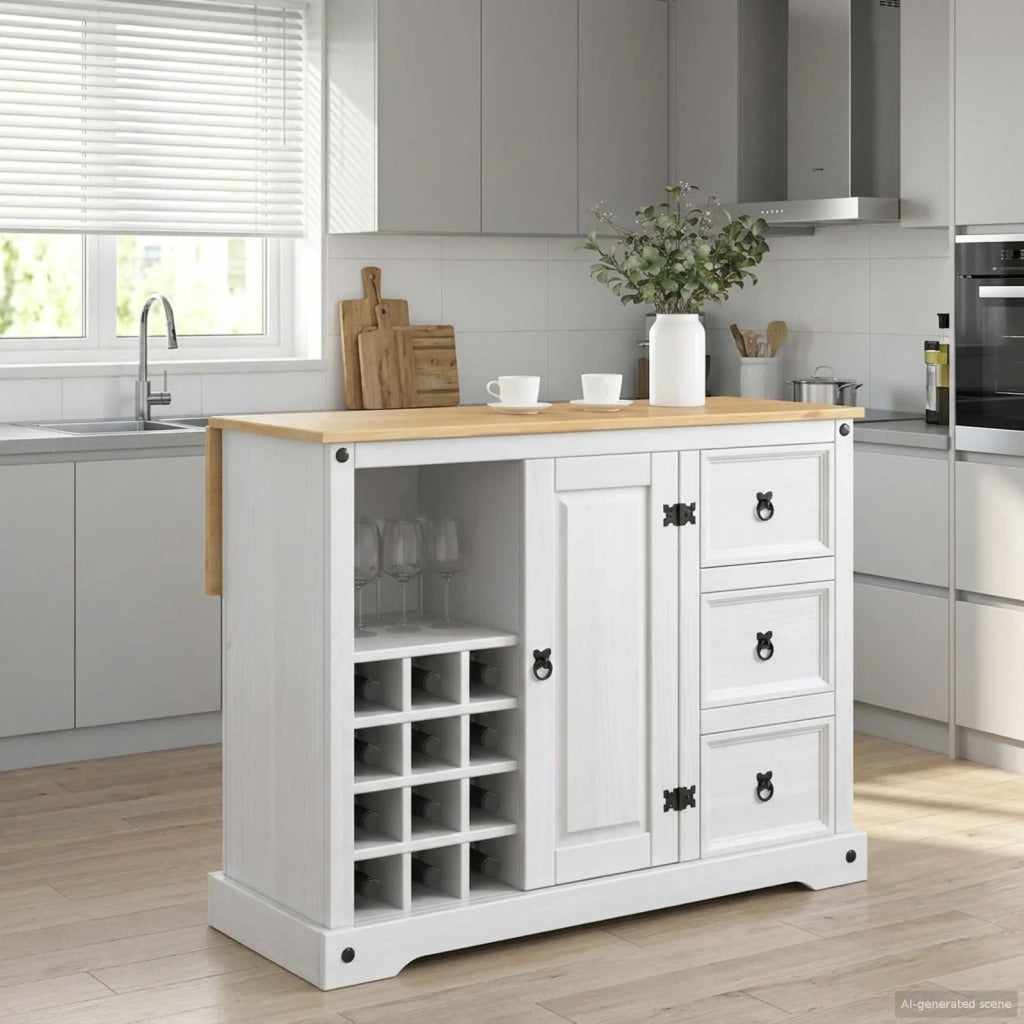 VidaXL Stoccaggio in cucina Bianco e Cera di Miele 112 x 70 x 91,5 cm 42033379