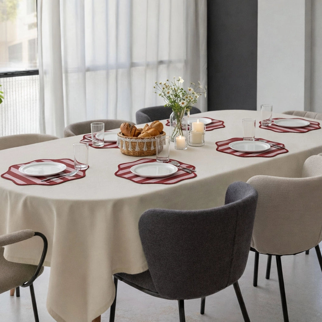 Hart, Tovaglietta Americana set da 6, Bordo Ondulato, Fantasia a Righe Made in Italy, 40x40 cm Rosso