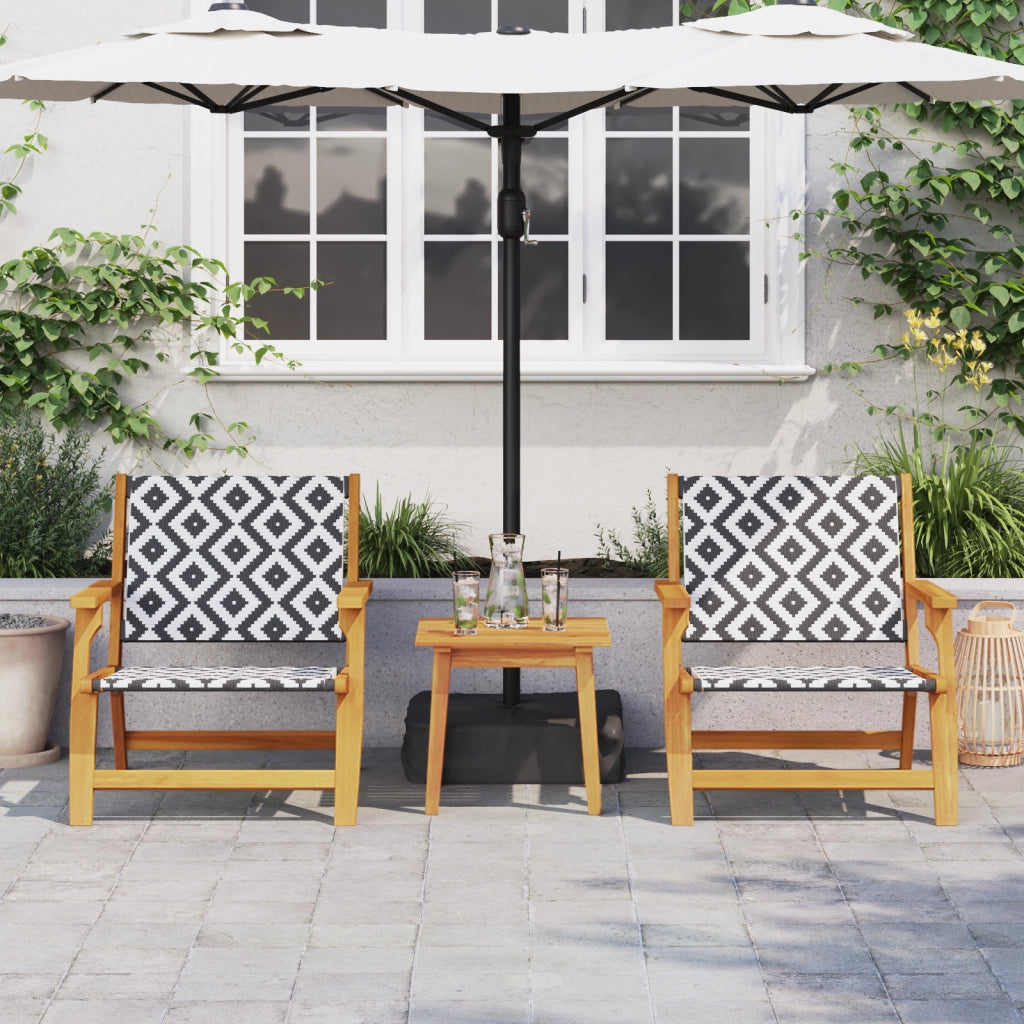 Sedie da Giardino 2 pz Nero e Bianco 76x67x73 cm Legno Massello di Acacia