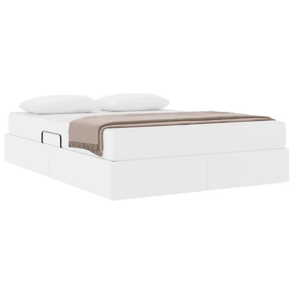 Letto con contenitore e materasso 2 pcs Bianco Pelle 3399609