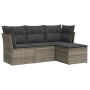 Set Divani da Giardino 4 pz | Set Salotto da Giardino con Cuscini in Polyrattan Grigio