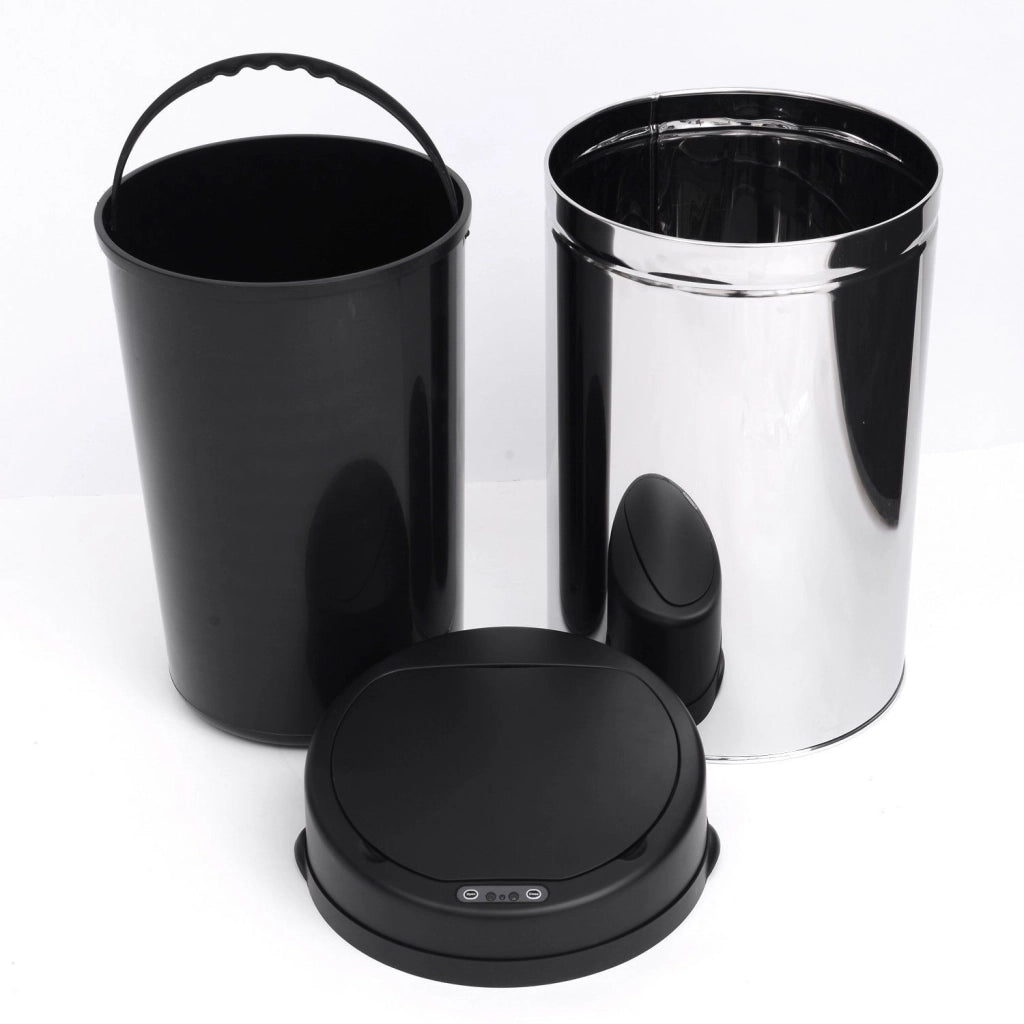 Cestino Automatico 30L con Coperchio Soft-Close e Sensore di Movimento ¨C Zephmum ¨C Nero+Argento