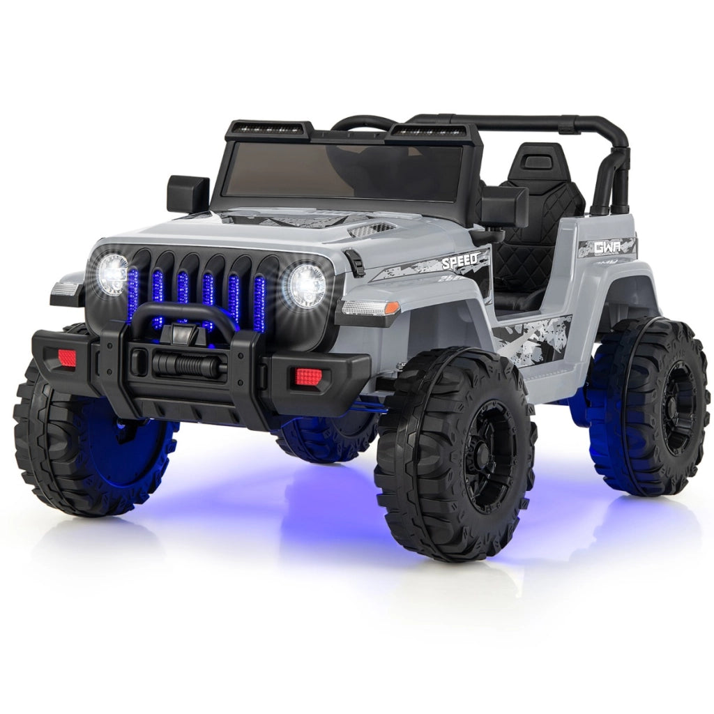 Jeep per bambini alimentata a batteria 12V con 2 posti e telecomando musica porta USB, Auto elettrica Grigio-Macchinine giocattoli