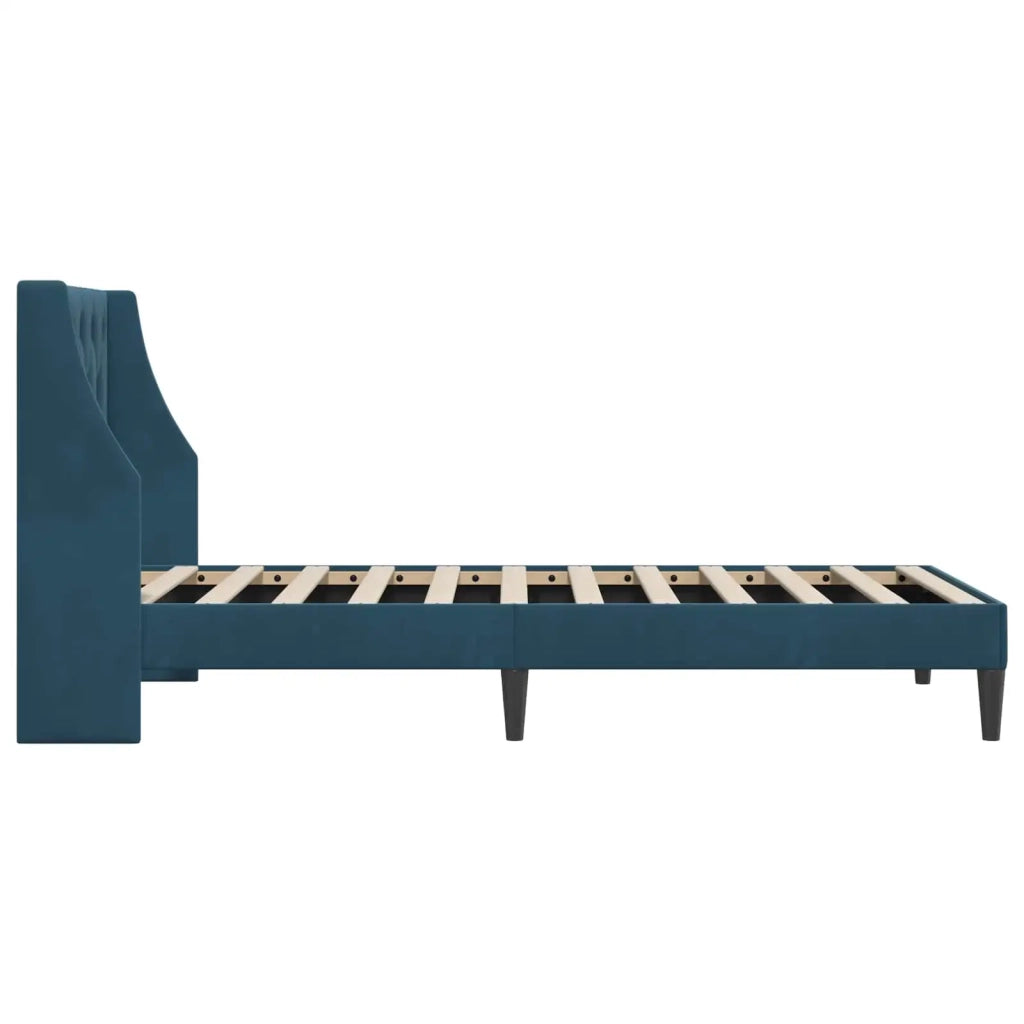 Struttura del letto con testiera Blu 80 x 200 cm Velluto